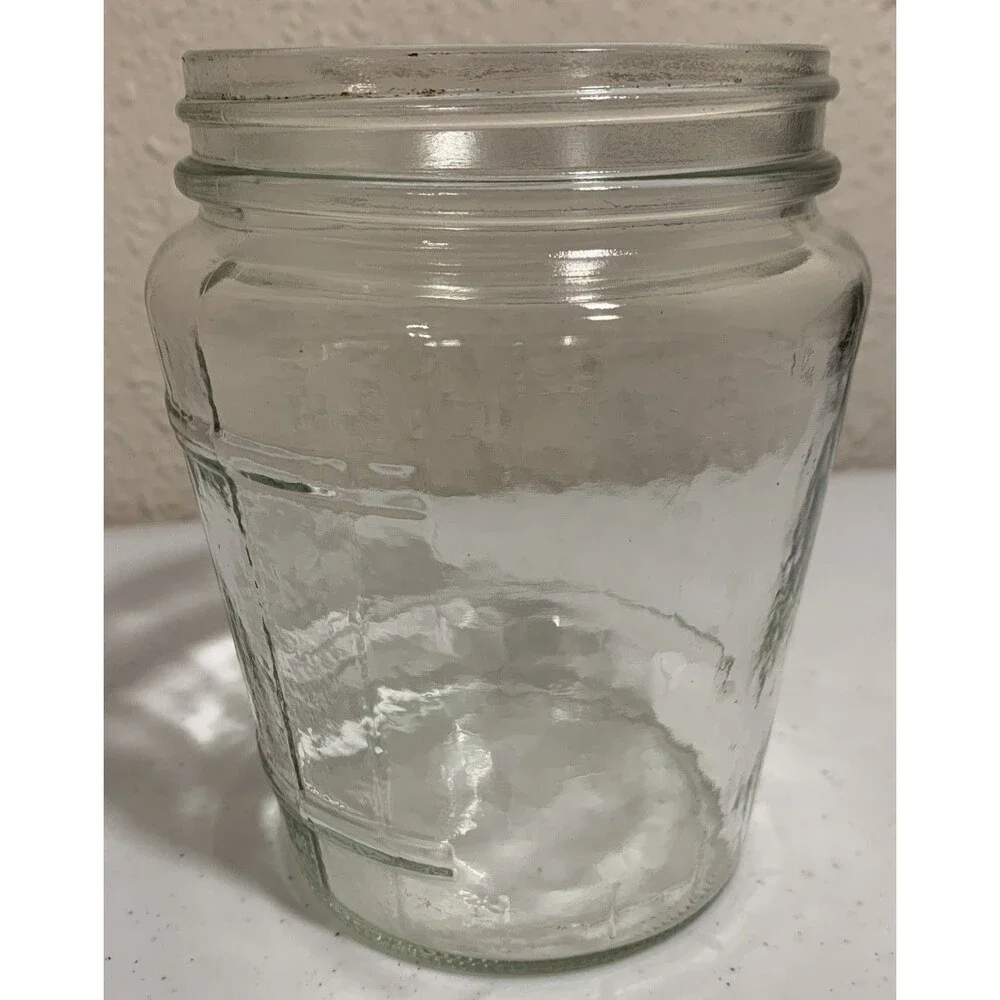 Vintage Herring Barrel Glass Jar Hoosier Canister Small 5” Farm House Country